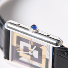 Load the image into the gallery viewer. 極美品 CARTIER カルティエ マストタンク LM アールデコ 腕時計 W1008095 SV925 SS 社外革 QZ マルチ文字盤 世界1000本限定 中古 4a005459