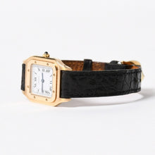 将图片加载到图库查看器中。 極美品 CARTIER カルティエ サントスデュモン エクストラフラット 腕時計 96062 重量約22.11g 手巻き 白文字盤 18KYG 社外ベルト 中古 4a005458