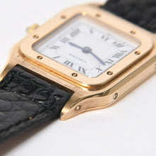 将图片加载到图库查看器中。 極美品 CARTIER カルティエ サントスデュモン エクストラフラット 腕時計 96062 重量約22.11g 手巻き 白文字盤 18KYG 社外ベルト 中古 4a005458