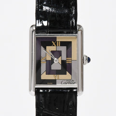 極美品 CARTIER カルティエ マストタンク LM アールデコ 腕時計 W1008095 SV925 SS 社外革 QZ マルチ文字盤 世界1000本限定 中古 4a005459