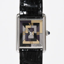 Load the image into the gallery viewer. 極美品 CARTIER カルティエ マストタンク LM アールデコ 腕時計 W1008095 SV925 SS 社外革 QZ マルチ文字盤 世界1000本限定 中古 4a005459