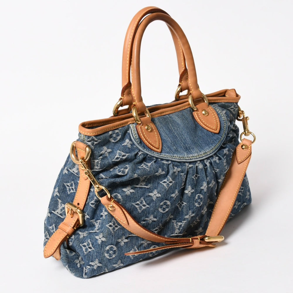 新品同様品 LOUIS VUITTON ルイヴィトン ネオカヴィMM ハンドバッグ M95349 2WAY モノグラム デニム ゴールド金具 中古 4a005631
