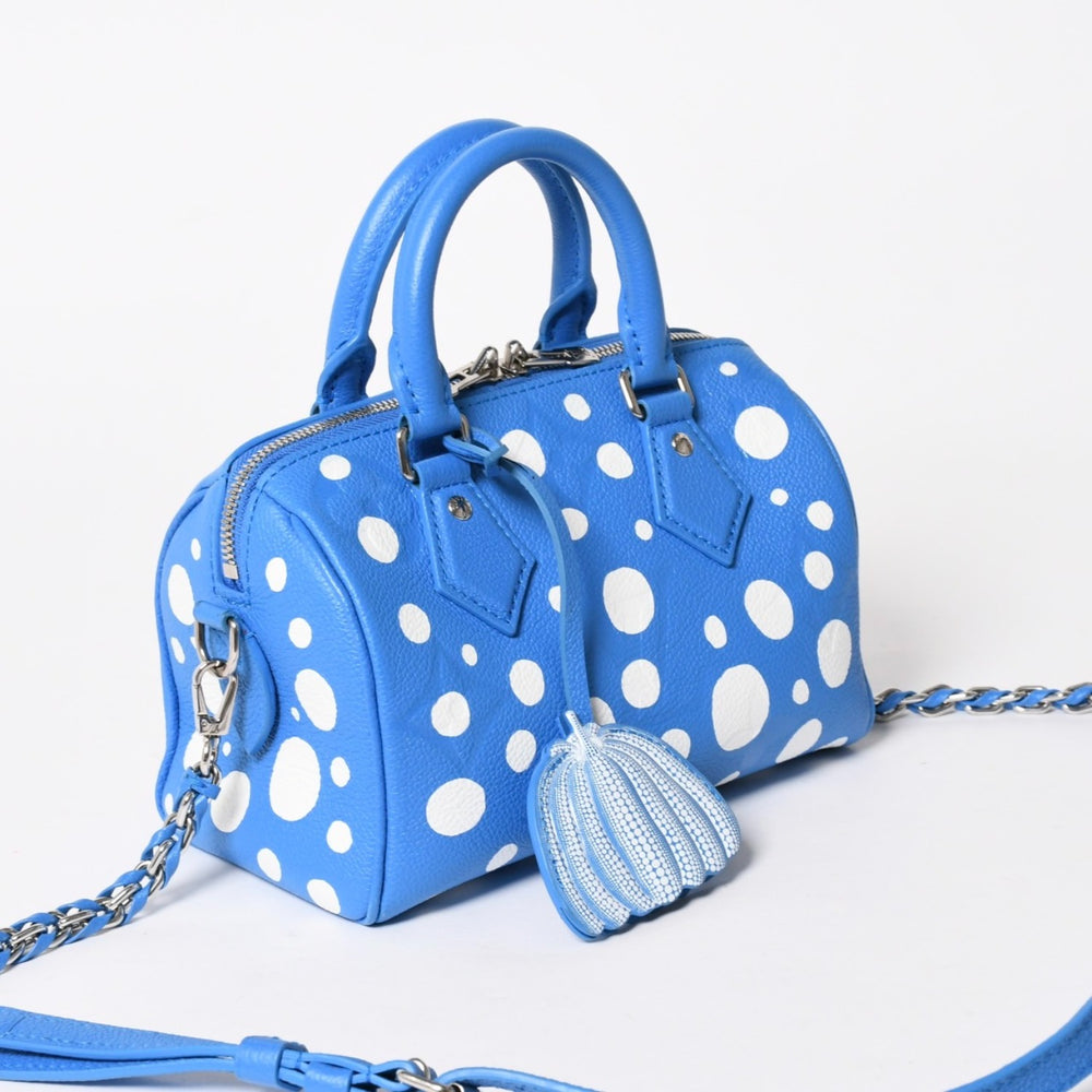 極美品 LOUIS VUITTON ルイヴィトン ショルダーバッグ M46425 スピーディ バンドリエール 20 2WAY ブルー ホワイト シルバー金具 中古 4a005684