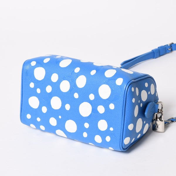 極美品 LOUIS VUITTON ルイヴィトン ショルダーバッグ M46425 スピーディ バンドリエール 20 2WAY ブルー ホワイト シルバー金具 中古 4a005684