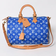 画像をギャラリービューアに読み込む, 新品同様 LOUIS VUITTON ルイヴィトン スピーディ P9 バンドリエール40 M24418 2WAY ボストンバッグ ブルー ゴールド金具 中古 4a005464