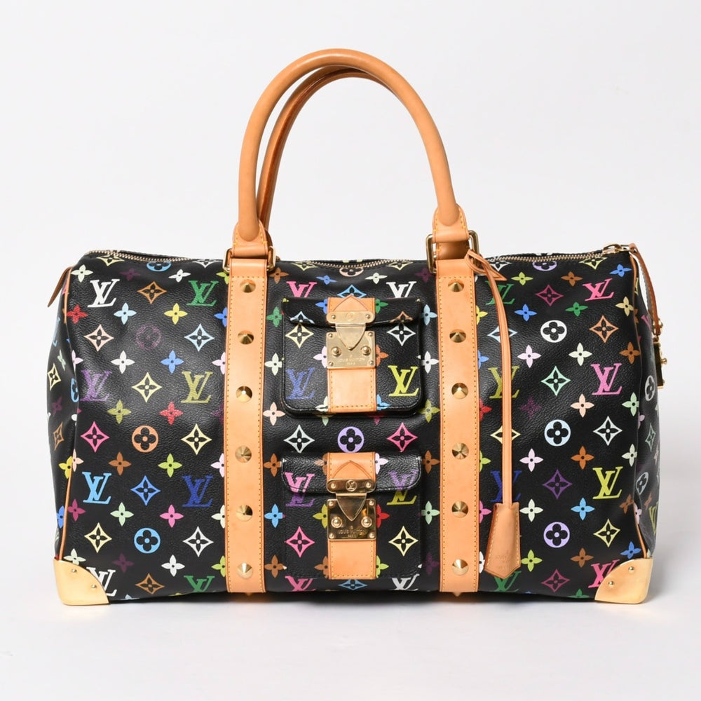 極美品 LOUIS VUITTON ルイヴィトン × 村上隆 モノグラムマルチカラー キーポル45 ボストンバッグ ノワール M92640 中古 4a005468