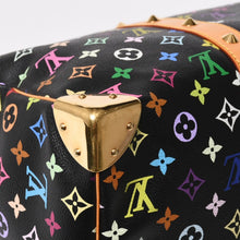画像をギャラリービューアに読み込む, 極美品 LOUIS VUITTON ルイヴィトン × 村上隆 モノグラムマルチカラー キーポル45 ボストンバッグ ノワール M92640 中古 4a005468