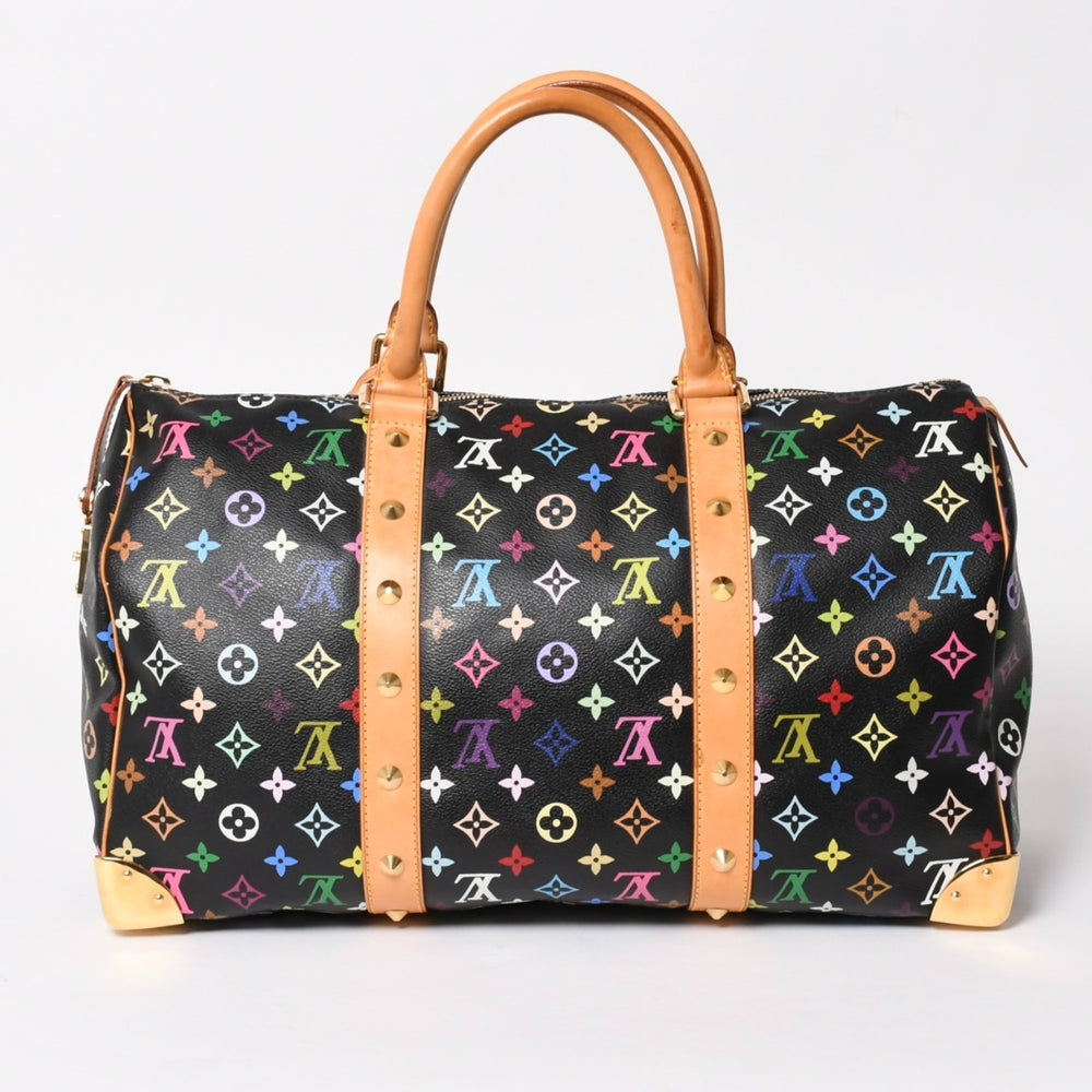 極美品 LOUIS VUITTON ルイヴィトン × 村上隆 モノグラムマルチカラー キーポル45 ボストンバッグ ノワール M92640 中古 4a005468