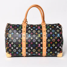 画像をギャラリービューアに読み込む, 極美品 LOUIS VUITTON ルイヴィトン × 村上隆 モノグラムマルチカラー キーポル45 ボストンバッグ ノワール M92640 中古 4a005468