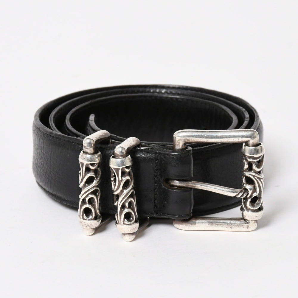 CHROME HEARTS クロムハーツ BLT ROLLER 3PC 1.5inch ローラーベルト 1.5インチ サイズ34 ブラック レザー シルバー925 美品 中古 4a005598