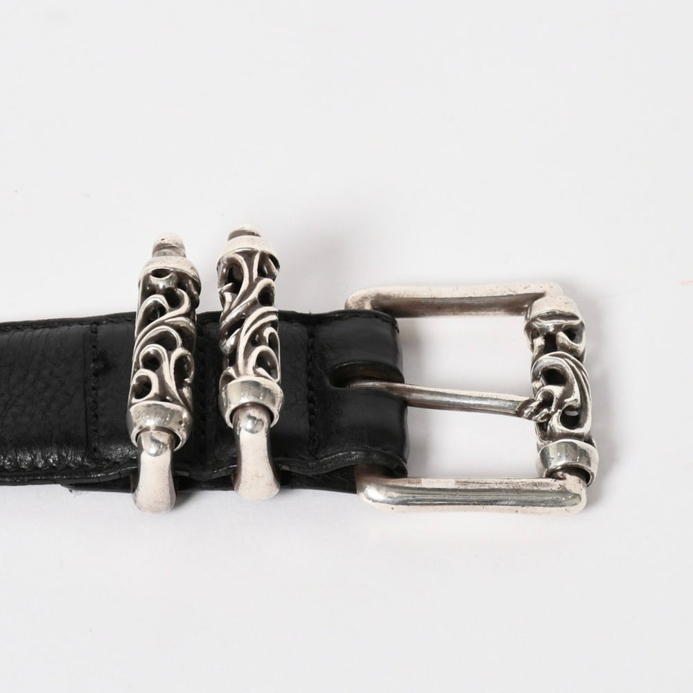 CHROME HEARTS BLT ROLLER 3PC 1.5inch Roller Belt 1.5inch Size 34 Black Leather Silver 925 Good Condition Used 4a005598