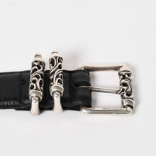 画像をギャラリービューアに読み込む, CHROME HEARTS クロムハーツ BLT ROLLER 3PC 1.5inch ローラーベルト 1.5インチ サイズ34 ブラック レザー シルバー925 美品 中古 4a005598