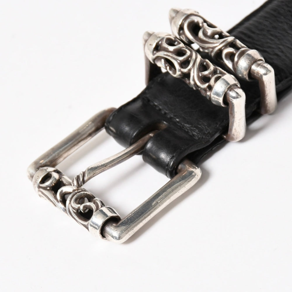 CHROME HEARTS BLT ROLLER 3PC 1.5inch Roller Belt 1.5inch Size 34 Black Leather Silver 925 Good Condition Used 4a005598