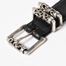 画像をギャラリービューアに読み込む, CHROME HEARTS クロムハーツ BLT ROLLER 3PC 1.5inch ローラーベルト 1.5インチ サイズ34 ブラック レザー シルバー925 美品 中古 4a005598