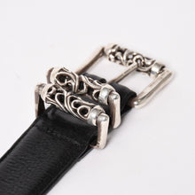 画像をギャラリービューアに読み込む, CHROME HEARTS クロムハーツ BLT ROLLER 3PC 1.5inch ローラーベルト 1.5インチ サイズ34 ブラック レザー シルバー925 美品 中古 4a005598