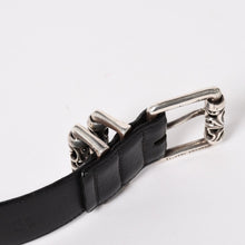 画像をギャラリービューアに読み込む, CHROME HEARTS クロムハーツ BLT ROLLER 3PC 1.5inch ローラーベルト 1.5インチ サイズ34 ブラック レザー シルバー925 美品 中古 4a005598