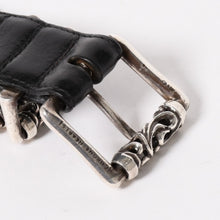 画像をギャラリービューアに読み込む, CHROME HEARTS クロムハーツ BLT ROLLER 3PC 1.5inch ローラーベルト 1.5インチ サイズ34 ブラック レザー シルバー925 美品 中古 4a005598