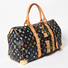 画像をギャラリービューアに読み込む, 極美品 LOUIS VUITTON ルイヴィトン × 村上隆 モノグラムマルチカラー キーポル45 ボストンバッグ ノワール M92640 中古 4a005468