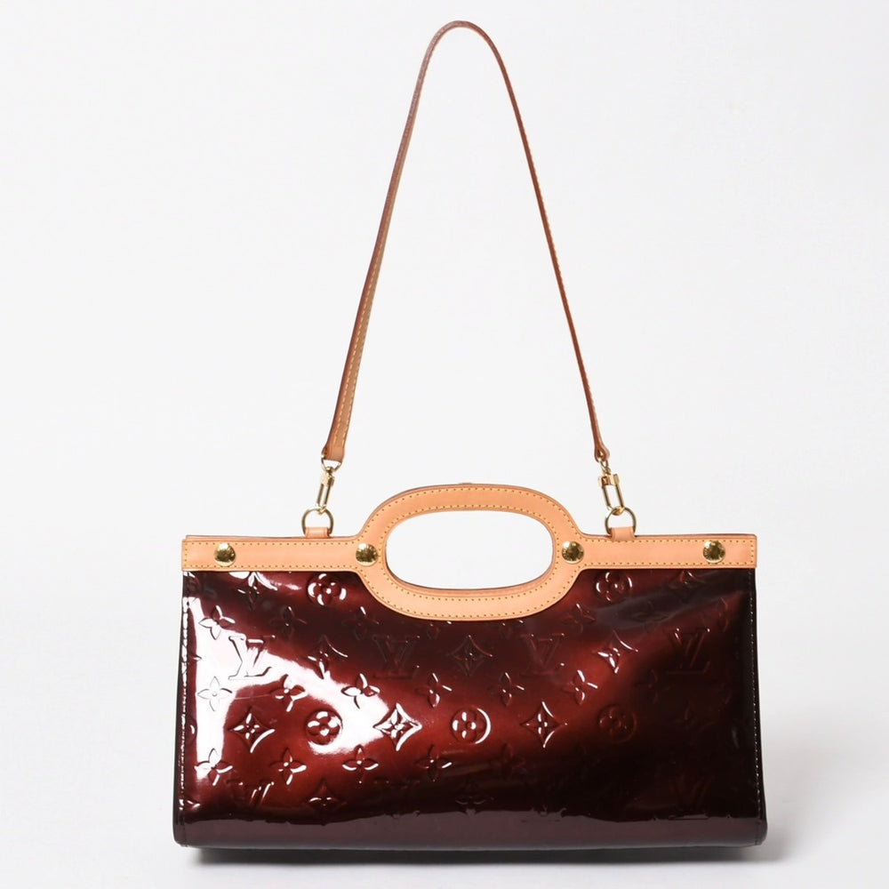 極美品 LOUIS VUITTON ルイヴィトン ロクスバリー ドライブ ショルダーバッグ M91995 アマラント モノグラムヴェルニ SR2047 エナメル ゴールド金具 中古 4a005808