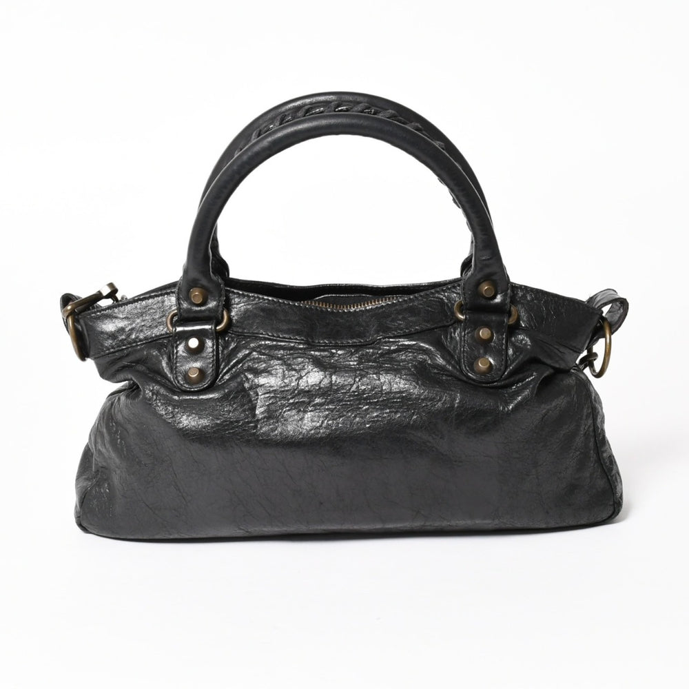 BALENCIAGA バレンシアガ ザ ファースト ハンドバッグ ショルダーバッグ 103208 ラムスキン ブラック メタルブラック金具 2way 美品 中古 4a005480