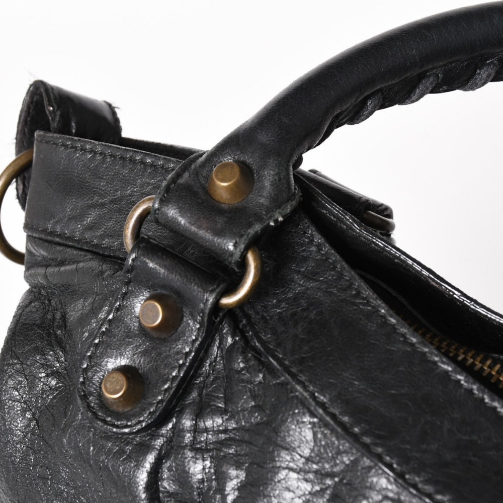 BALENCIAGA バレンシアガ ザ ファースト ハンドバッグ ショルダーバッグ 103208 ラムスキン ブラック メタルブラック金具 2way 美品 中古 4a005480