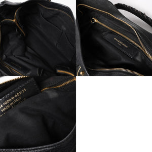 極美品 BALENCIAGA バレンシアガ クラシック メタリック エッジ シティ 2WAY ショルダーバッグ 390154 ブラック ゴールド金具 中古 4a005479