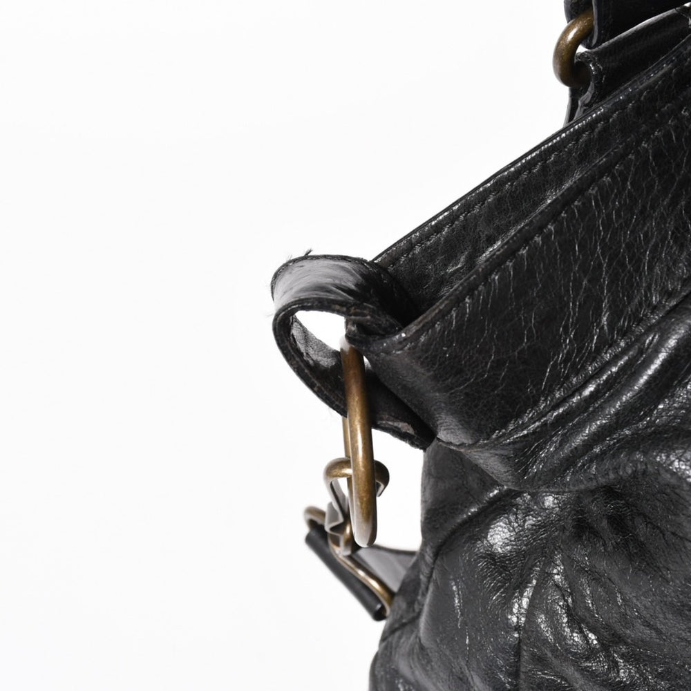 BALENCIAGA バレンシアガ ザ ファースト ハンドバッグ ショルダーバッグ 103208 ラムスキン ブラック メタルブラック金具 2way 美品 中古 4a005480