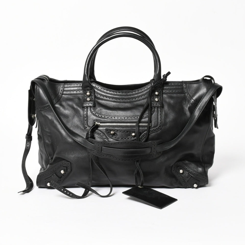 極美品 BALENCIAGA バレンシアガ Riva City リヴァ シティ 2WAY ハンドバッグ ショルダーバッグ ブラック レザー 266433 中古 4a005486