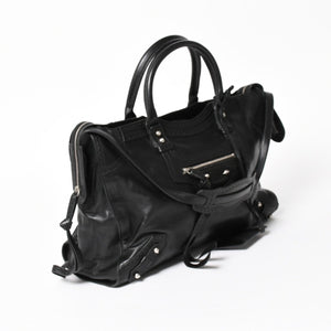 極美品 BALENCIAGA バレンシアガ Riva City リヴァ シティ 2WAY ハンドバッグ ショルダーバッグ ブラック レザー 266433 中古 4a005486