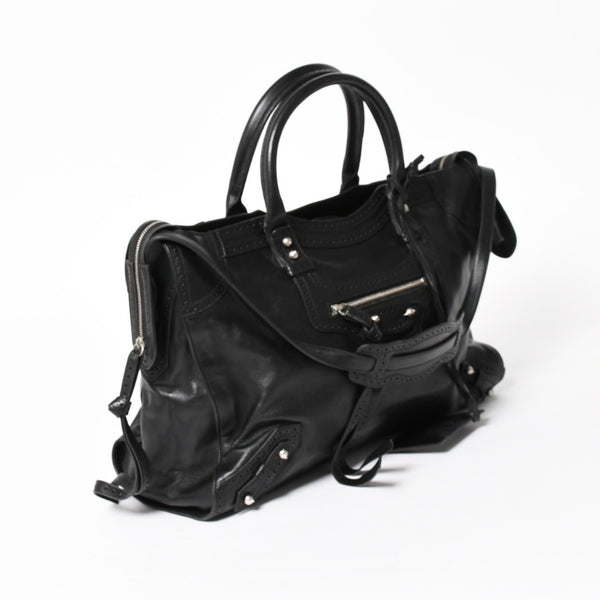 極美品 BALENCIAGA バレンシアガ Riva City リヴァ シティ 2WAY ハンドバッグ ショルダーバッグ ブラック レザー 266433 中古 4a005486