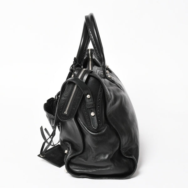 極美品 BALENCIAGA バレンシアガ Riva City リヴァ シティ 2WAY ハンドバッグ ショルダーバッグ ブラック レザー 266433 中古 4a005486