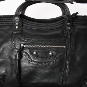 極美品 BALENCIAGA バレンシアガ Riva City リヴァ シティ 2WAY ハンドバッグ ショルダーバッグ ブラック レザー 266433 中古 4a005486