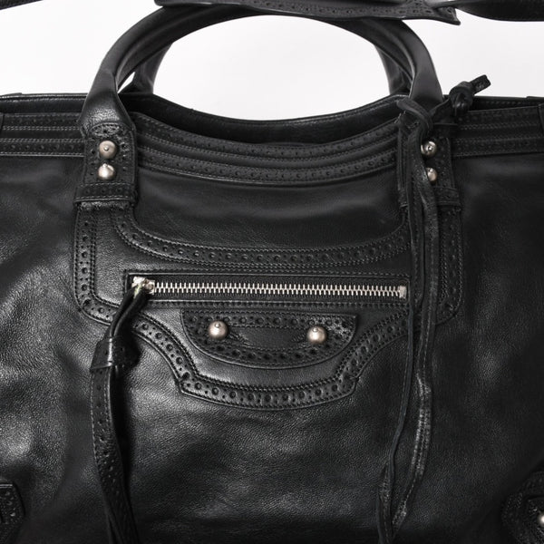 極美品 BALENCIAGA バレンシアガ Riva City リヴァ シティ 2WAY ハンドバッグ ショルダーバッグ ブラック レザー 266433 中古 4a005486