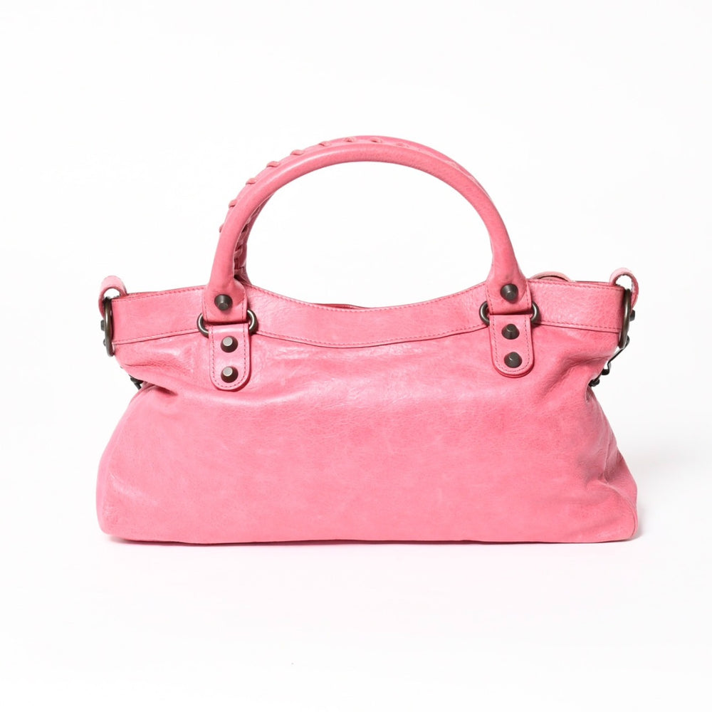極美品 BALENCIAGA バレンシアガ ザ・ファースト 2WAY ハンドバッグ ショルダーバッグ レザー 103208 ピンク ブロンズ金具 中古 4a005481