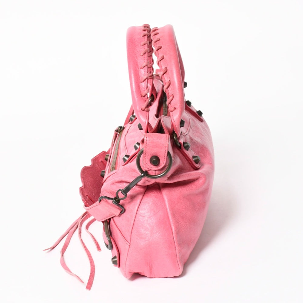極美品 BALENCIAGA バレンシアガ ザ・ファースト 2WAY ハンドバッグ ショルダーバッグ レザー 103208 ピンク ブロンズ金具 中古 4a005481