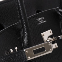 将图片加载到图库查看器，HERMES エルメス バーキン25 ハンドバッグ □L刻印 ヴォーエプソン ブラック シルバー金具 美品 中古 4a005625