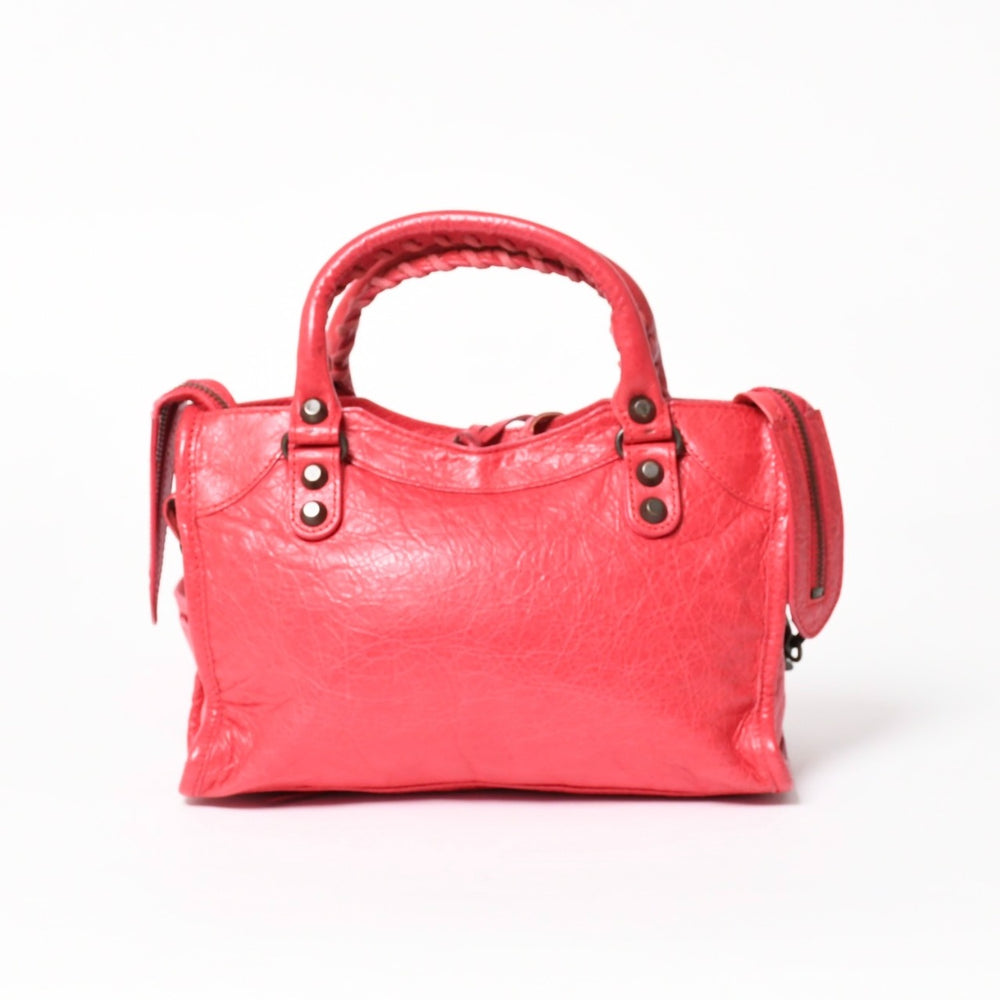 BALENCIAGA バレンシアガ クラシックミニシティ 2WAY ハンドバッグ ショルダーバッグ レザー レッド ピンク 300295 美品 中古 4a005478