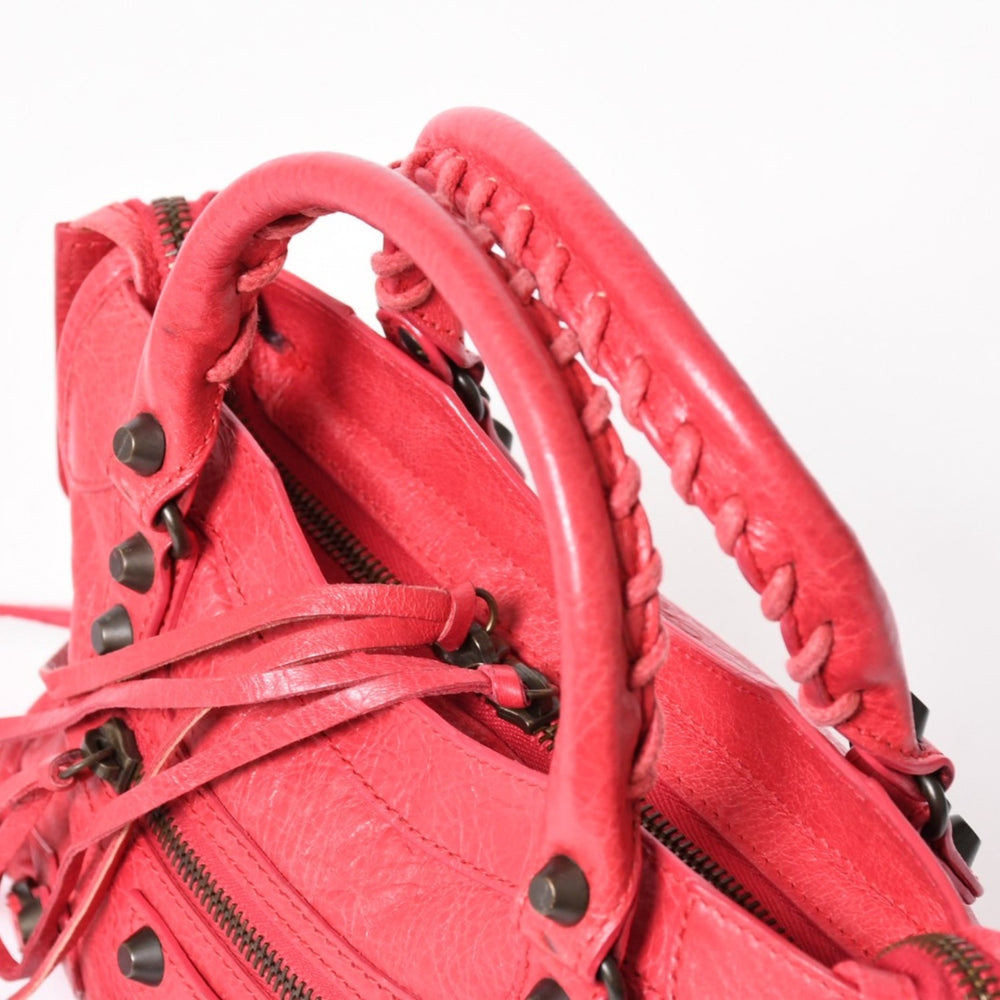 BALENCIAGA バレンシアガ クラシックミニシティ 2WAY ハンドバッグ ショルダーバッグ レザー レッド ピンク 300295 美品 中古 4a005478