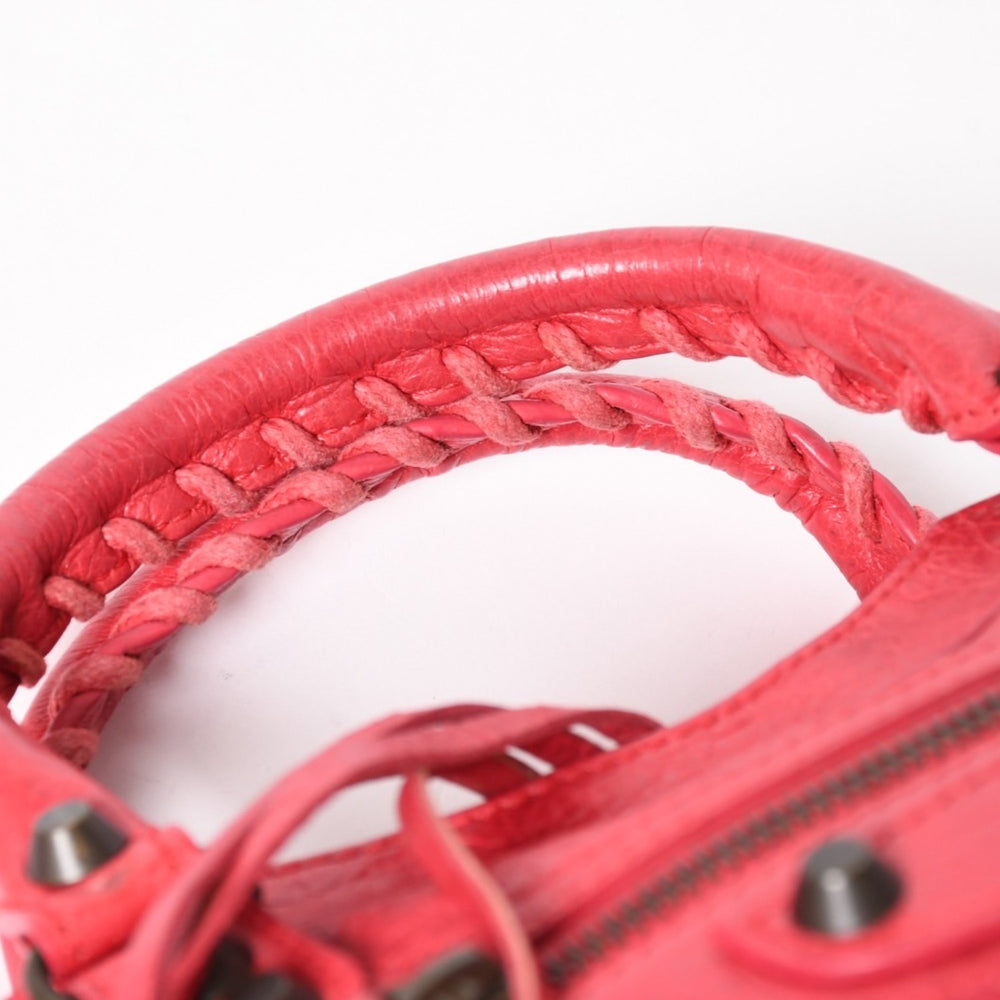 BALENCIAGA バレンシアガ クラシックミニシティ 2WAY ハンドバッグ ショルダーバッグ レザー レッド ピンク 300295 美品 中古 4a005478