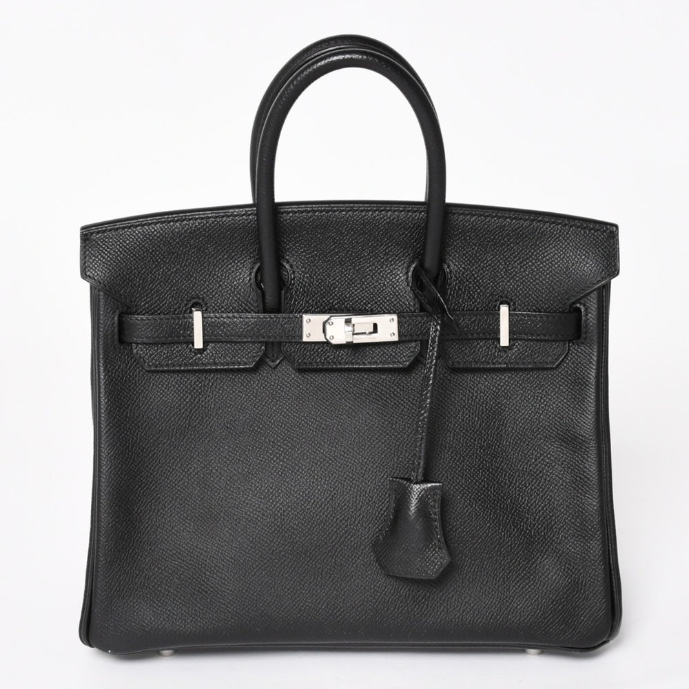 HERMES エルメス バーキン25 ハンドバッグ □L刻印 ヴォーエプソン ブラック シルバー金具 美品 中古 4a005625