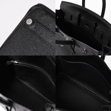 将图片加载到图库查看器，HERMES エルメス バーキン25 ハンドバッグ □L刻印 ヴォーエプソン ブラック シルバー金具 美品 中古 4a005625