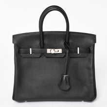 将图片加载到图库查看器，HERMES エルメス バーキン25 ハンドバッグ □L刻印 ヴォーエプソン ブラック シルバー金具 美品 中古 4a005625