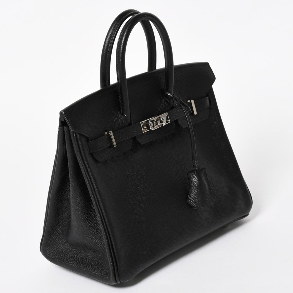 HERMES エルメス バーキン25 ハンドバッグ □L刻印 ヴォーエプソン ブラック シルバー金具 美品 中古 4a005625