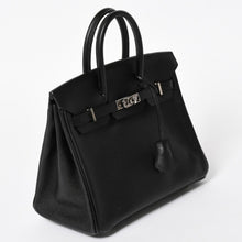 将图片加载到图库查看器，HERMES エルメス バーキン25 ハンドバッグ □L刻印 ヴォーエプソン ブラック シルバー金具 美品 中古 4a005625