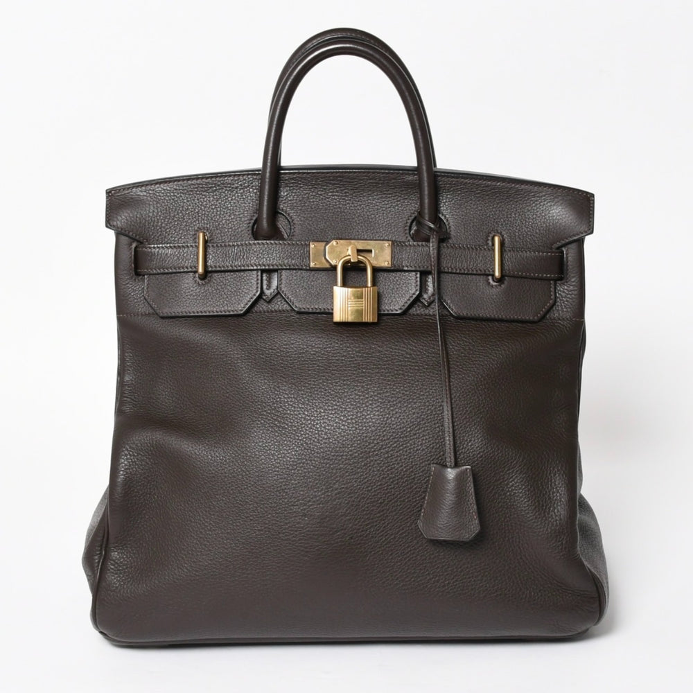 極美品 HERMES エルメス Haut a Courroies40 オータクロア40 ハンドバッグ トゴ ブラウン ブロンズ金具 ◻︎F刻印 中古 4a005619