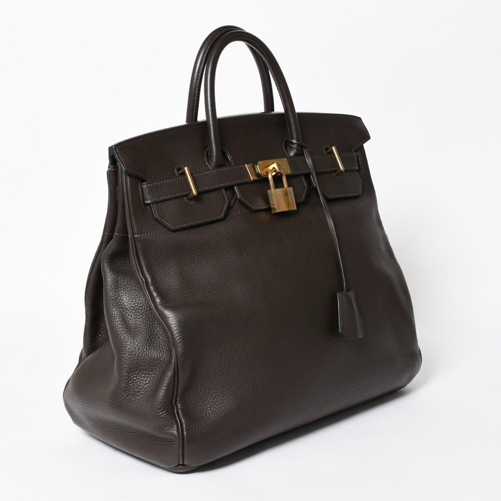 極美品 HERMES エルメス Haut a Courroies40 オータクロア40 ハンドバッグ トゴ ブラウン ブロンズ金具 ◻︎F刻印 中古 4a005619