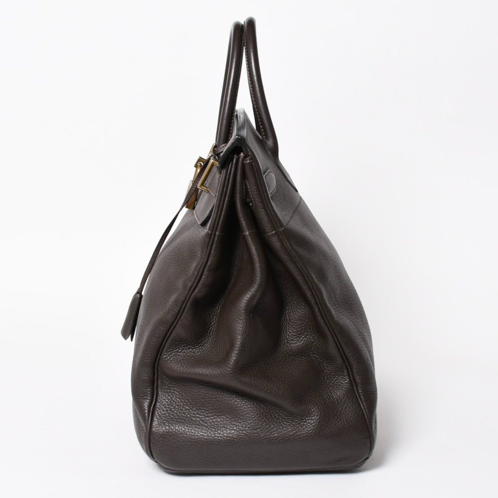 極美品 HERMES エルメス Haut a Courroies40 オータクロア40 ハンドバッグ トゴ ブラウン ブロンズ金具 ◻︎F刻印 中古 4a005619