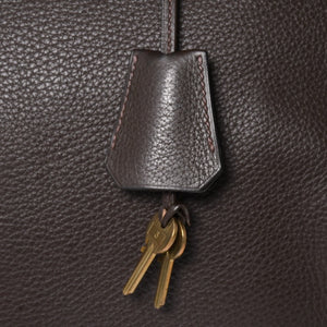 Mint condition HERMES Haut a Courroies 40 handbag, Togo leather, brown, bronze hardware. ◻F stamp, used, item number 4a005619