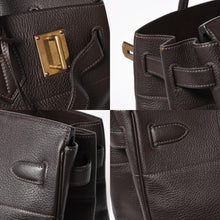 将图片加载到图库查看器，極美品 HERMES エルメス Haut a Courroies40 オータクロア40 ハンドバッグ トゴ ブラウン ブロンズ金具 ◻︎F刻印 中古 4a005619