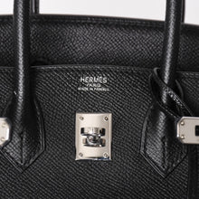 将图片加载到图库查看器，HERMES エルメス バーキン25 ハンドバッグ □L刻印 ヴォーエプソン ブラック シルバー金具 美品 中古 4a005625